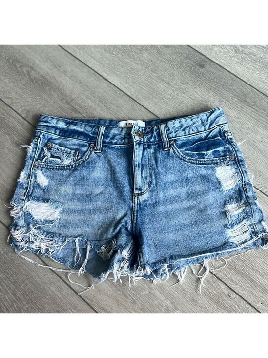 pistola Pants - Pistola distressed cut offf denim jean shorts size 26